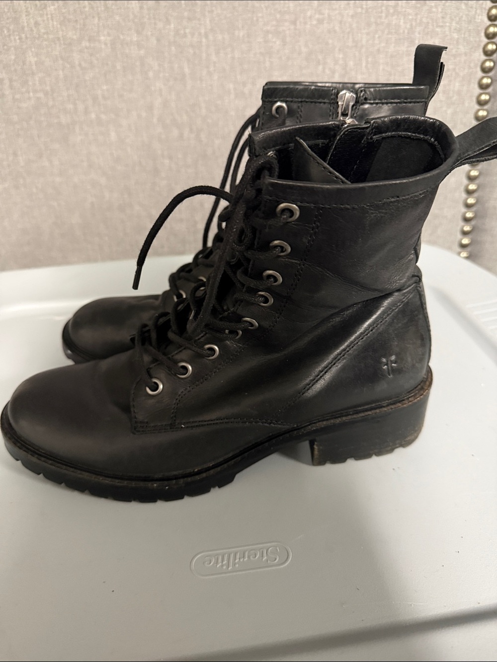 Frye Women’s Black Lace-Up Combat Boots - Picture 2 of 6